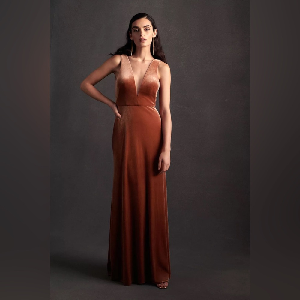 Jenny Yoo Velvet Logan Bridesmaid Dress in English Rose